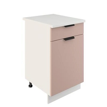 Шкаф нижний с ящиком ШН1Я 500 Корпус: ЛДСП белый 16мм; фасад: фрезеровка Норд, МДФ софт латте 16 мм