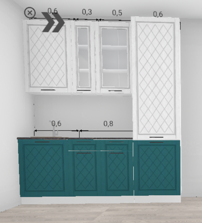 Кухня Премьер Барселона Белое дерево / Морское дерево 2,0 м с пеналом 600 (4866)