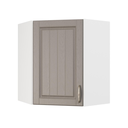 Шкаф верхний угловой ШВУ 600 Корпус: ЛДСП белый 16мм; фасад: фрезеровка Лондон, МДФ дуб графит 16мм