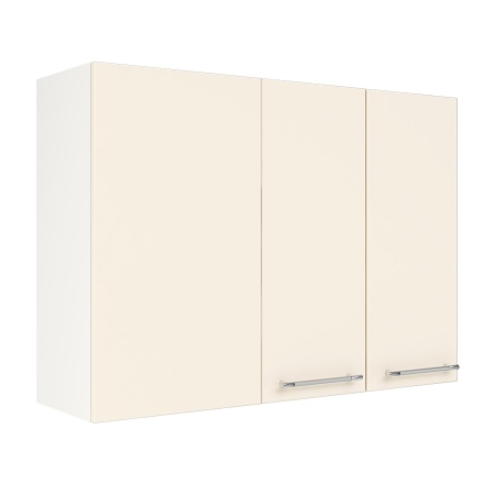 Шкаф верхний угловой ШВУП 1000 Корпус: ЛДСП белый 16мм; фасад: фрезеровка Олива, МДФ глянец ваниль 16мм