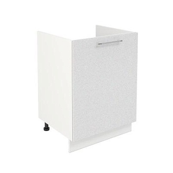 Шкаф нижний под мойку ШНМ 600-1 Корпус: ЛДСП белый 16мм; фасад: фрезеровка Олива, МДФ металлик белый 16мм