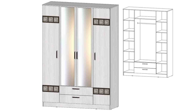 Шкаф 4-х створчатый Коста-Рика Анкор светлый