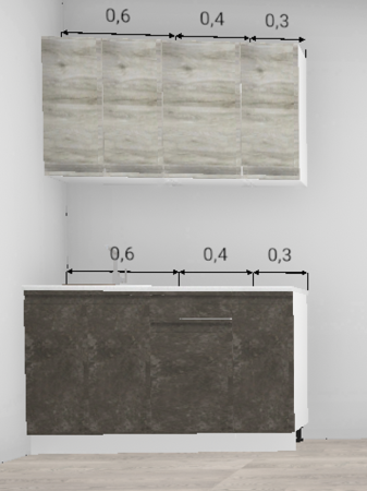 Кухня Бруклин Бетон коричневый низ / Клен скандинавский 1,3 м (10756) Кухня Бруклин Бетон коричневый низ / Клен скандинавский 1,3 м (10756)