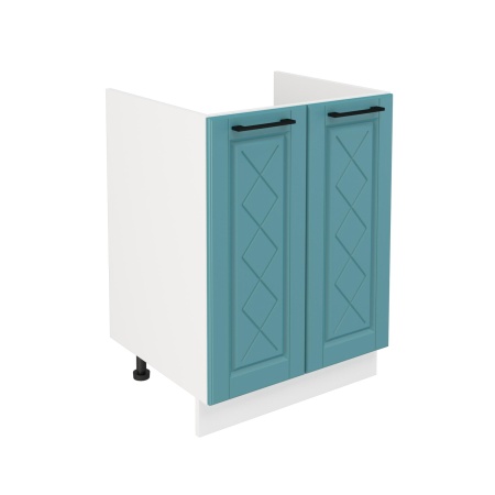 Шкаф нижний под мойку ШНМ 600 Корпус: ЛДСП белый 16мм; фасад: фрезеровка Барселона, МДФ морское дерево 16мм