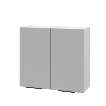 Шкаф верхний ШВ 800 Корпус: ЛДСП белый 16мм; фасад: фрезеровка Оливия, ЛДСП серый софт 16 мм