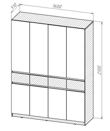 БОСТОН ЛАЙТ Шкаф ШК-004 (4-ств.) Дуб Крафт золотой / Серый шифер 