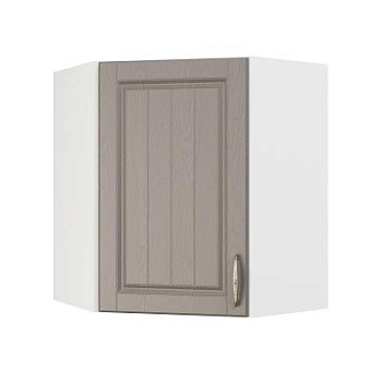 Шкаф верхний угловой ШВУ 600 Корпус: ЛДСП белый 16мм; фасад: фрезеровка Лондон, МДФ дуб графит 16мм