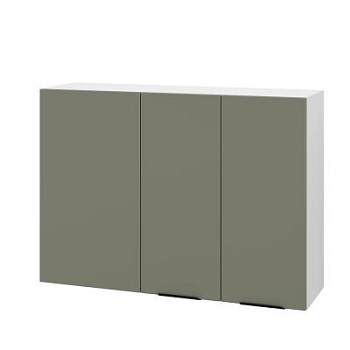 Шкаф верхний угловой ШВУП 1000 Корпус: ЛДСП белый 16мм; фасад: фрезеровка Норд, МДФ софт лайт хаки 16 мм