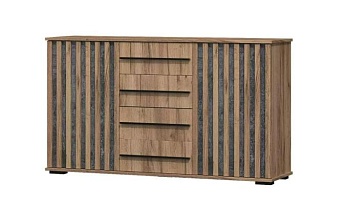 Марракеш Комод 2 створки 4 ящика Дуб вотан / Цемент темный