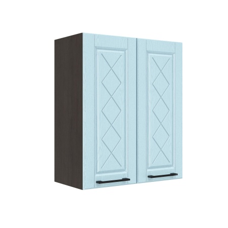 Шкаф верхний ШВ 600 Корпус: ЛДСП венге 16мм; фасад: фрезеровка Барселона, МДФ голубой тик 16мм