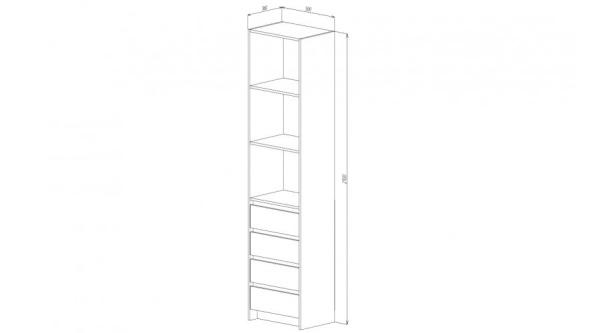 Бостон Стеллаж 4 ящика Дуб вотан