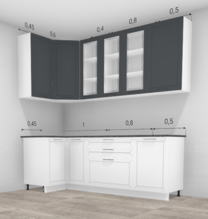 Кухня угловая Кельн Премьер Софт смок / Софт пломбир 1,05*2,3 м (5995)