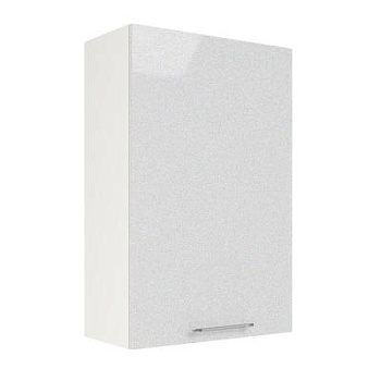 Шкаф верхний (премьер) ШВ 600Н-1 Корпус: ЛДСП белый 16мм; фасад: фрезеровка Олива, МДФ металлик белый 16мм