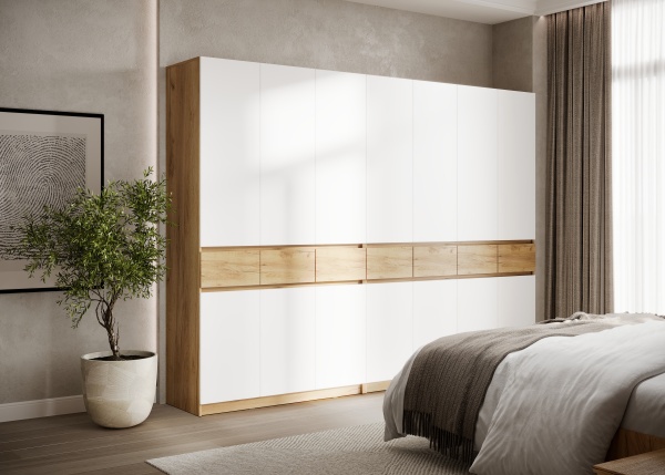 БОСТОН ЛАЙТ Шкаф ШК-004 (4-ств.) Дуб Крафт золотой / Белый