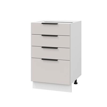 Шкаф нижний с ящиками ШНЯ 500 Корпус: ЛДСП белый 16мм; фасад: фрезеровка Оливия, МДФ моно керамика 16 мм