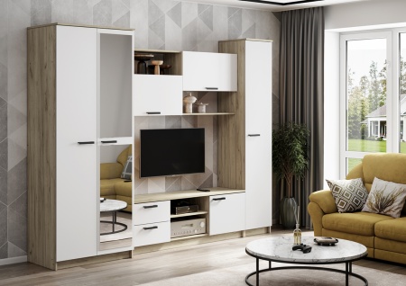 гостиная Марта-12 дуб крафт серый/белый