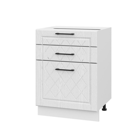 Шкаф нижний с ящиками ШН3Я 600 Барселона белый массив (МДФ 16мм МС София)