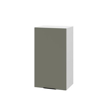 Шкаф верхний ШВ 400 Корпус: ЛДСП белый 16мм; фасад: фрезеровка Норд, МДФ софт лайт хаки 16 мм