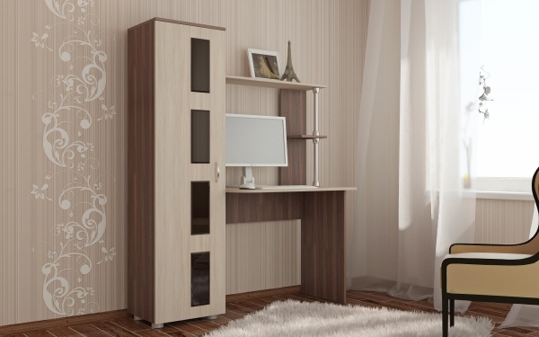 Стол компьютерный Юниор-1 Ясень Шимо комбинированный