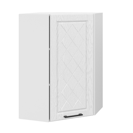 Шкаф верхний угловой (премьер)  ШВУ 600Н Барселона белый массив (МДФ 16мм МС София)