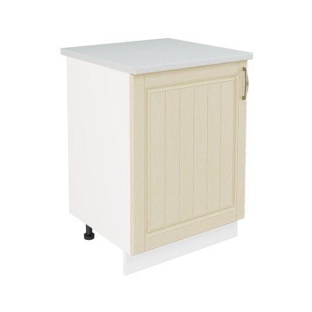 Шкаф нижний ШН 600-1 Корпус: ЛДСП белый 16мм; фасад: фрезеровка Лондон, МДФ дуб крем 16мм