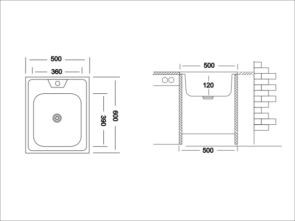 Мойка накладная ECO 500.600