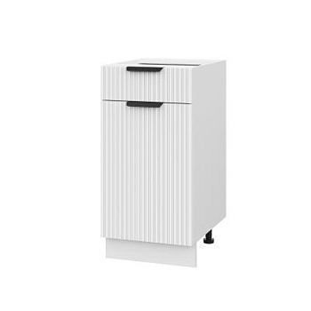 Шкаф нижний с ящиком ШН1Я 400 Корпус: ЛДСП белый 16мм; фасад: фрезеровка Норд Line, МДФ софт пломбир 16 мм