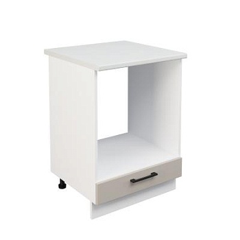 Шкаф нижний духовой ШНД 600 Корпус: ЛДСП белый 16мм; фасад: фрезеровка Кельн, МДФ софт бланж 16мм