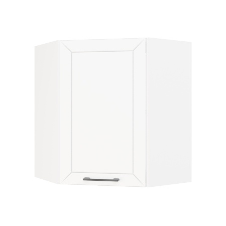 Шкаф верхний угловой ШВУ 600 Корпус: ЛДСП белый 16мм; фасад: фрезеровка Кельн, МДФ софт пломбир 16 мм