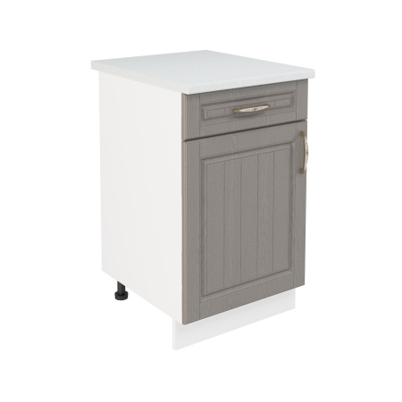 Шкаф нижний с ящиком ШН1Я 500 Корпус: ЛДСП белый 16мм; фасад: фрезеровка Лондон, МДФ дуб графит 16мм