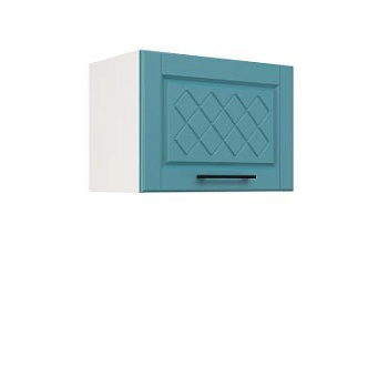 Шкаф верхний горизонтальный ШВГ 500 Корпус: ЛДСП белый 16мм; фасад: фрезеровка Барселона, МДФ морское дерево 16мм