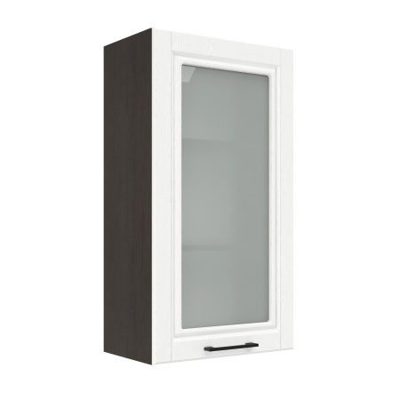 Шкаф верхний со стеклом (премьер) ШВС 500Н Корпус: ЛДСП венге 16мм; фасад: фрезеровка Барселона, МДФ белое дерево 16мм