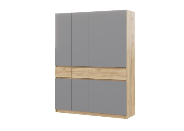 БОСТОН ЛАЙТ Шкаф ШК-004 (4-ств.) Дуб Крафт золотой / Серый шифер 