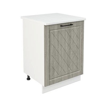 Шкаф нижний ШН 600-1 Корпус: ЛДСП белый 16мм; фасад: фрезеровка Барселона, МДФ седой клен 16мм