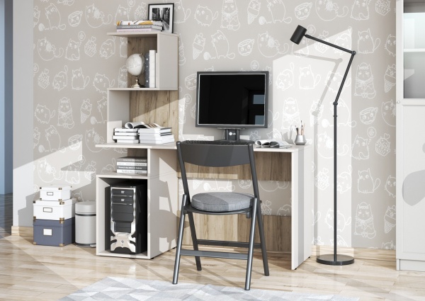 БОХО Стол письменный СП-001 Дуб крафт серый / Кашемир