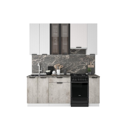 Кухня Норд Line 2,0 м Софт даймонд / Камень беж