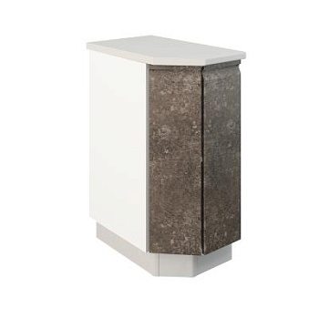 Шкаф нижний торцевой ШНТ 360 Корпус: ЛДСП белый 16мм; фасад: фрезеровка Бруклин, МДФ бетон коричневый 16мм