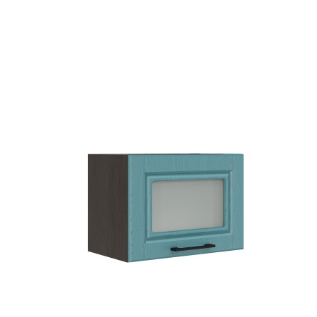 Шкаф верхний горизонтальный со стеклом ШВГС 500 Корпус: ЛДСП венге 16мм; фасад: фрезеровка Барселона, МДФ морское дерево 16мм