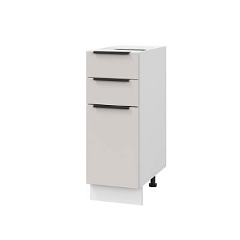 Шкаф нижний с ящиками ШН3Я 300 Корпус: ЛДСП белый 16мм; фасад: фрезеровка Оливия, МДФ моно керамика 16 мм