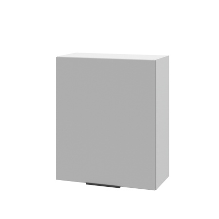 Шкаф верхний ШВ 600-1 Корпус: ЛДСП белый 16мм; фасад: фрезеровка Оливия, ЛДСП серый софт 16 мм