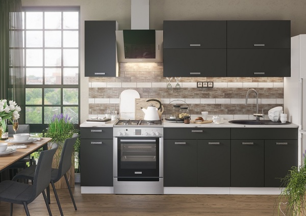 Кухня Ника-1 СНЯТО С ПРОИЗОВДСТВА Белый / Шагрень графит