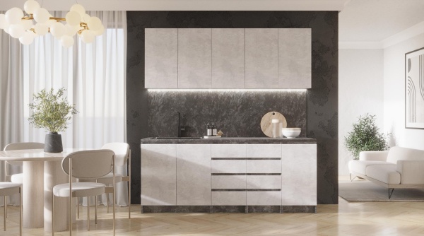 Модульная кухня Бостон Цемент темный / Цемент светлый