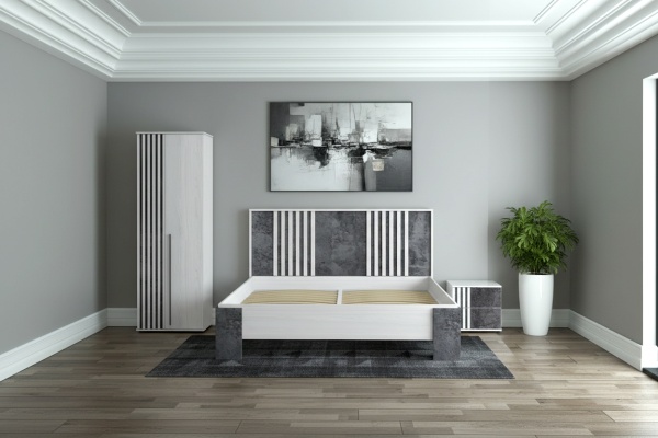 Марракеш Шкаф 2х створчатый Анкор светлый / Цемент темный