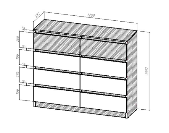БОСТОН ЛАЙТ Комод КМ-002 Корпус - Дуб Крафт золотой К003  Фасад ЛДСП - Белый (Гладкий)