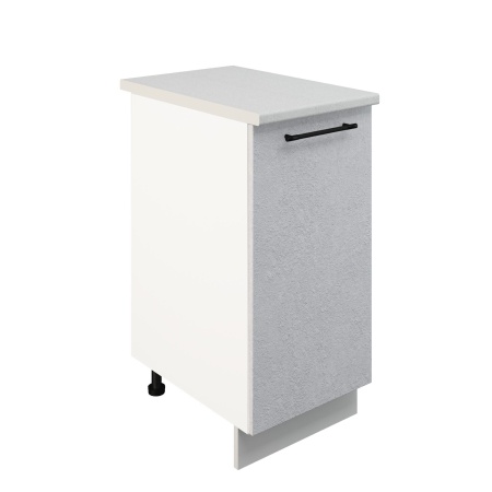 Шкаф нижний ШН 400 Корпус: ЛДСП белый 16мм; фасад: фрезеровка Нувель, МДФ бетон белый 16мм