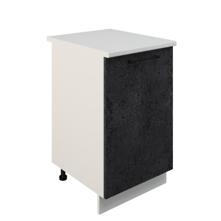 Шкаф нижний ШН 500 Корпус: ЛДСП белый 16мм; фасад: фрезеровка Нувель, МДФ бетон черный 16мм