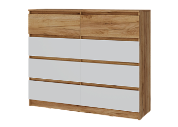 БОСТОН ЛАЙТ Комод КМ-002 Корпус - Дуб Крафт золотой К003  Фасад ЛДСП - Белый (Гладкий)