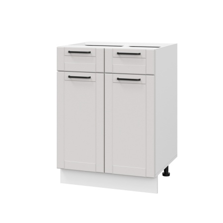 Шкаф нижний с ящиками ШН2Я 600 Корпус: ЛДСП белый 16мм; фасад: фрезеровка Диада, МДФ лофт крем 16 мм