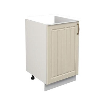 Шкаф нижний под мойку ШНМ 500 Корпус: ЛДСП белый 16мм; фасад: фрезеровка Лондон, МДФ дуб крем 16мм