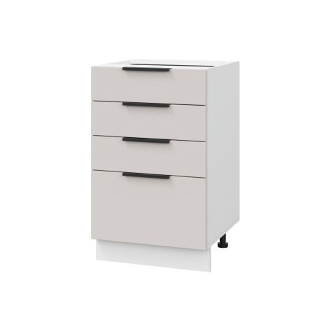 Шкаф нижний с ящиками ШНЯ 500 Корпус: ЛДСП белый 16мм; фасад: фрезеровка Оливия, МДФ моно керамика 16 мм